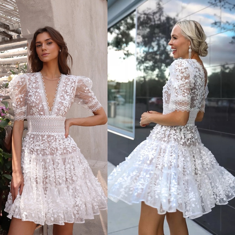 Bronx and Banco White Lace Mini Dress